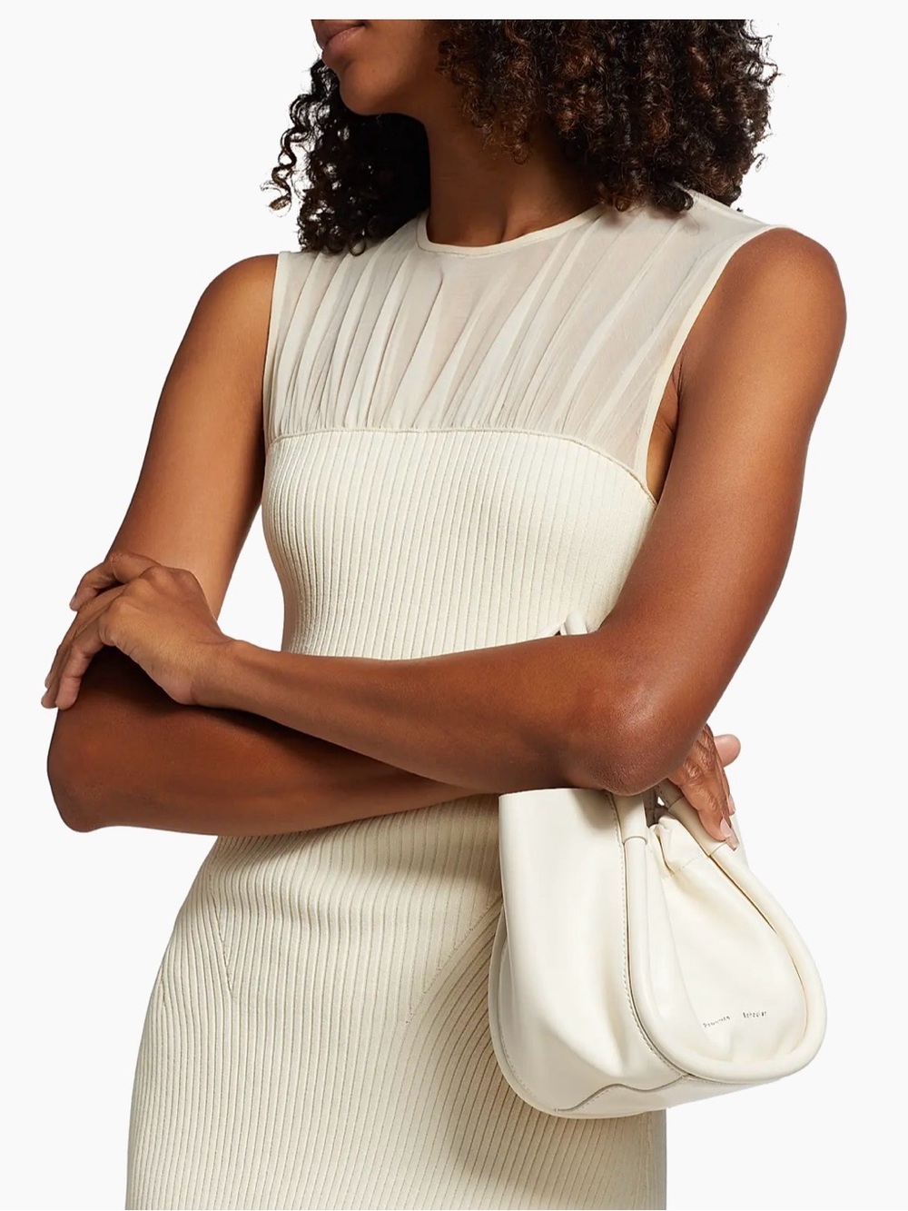 Proenza Schouler Cream Draped Knit Dress - Picture 2 of 13